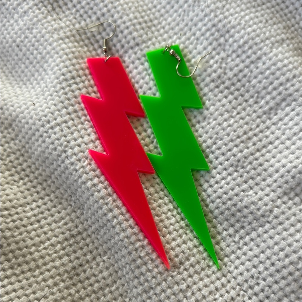 Neon Lightning Bolt Earrings